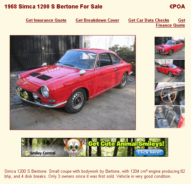 2 autres Simca 1200S vendre sur le site une en Italie ann e 1968